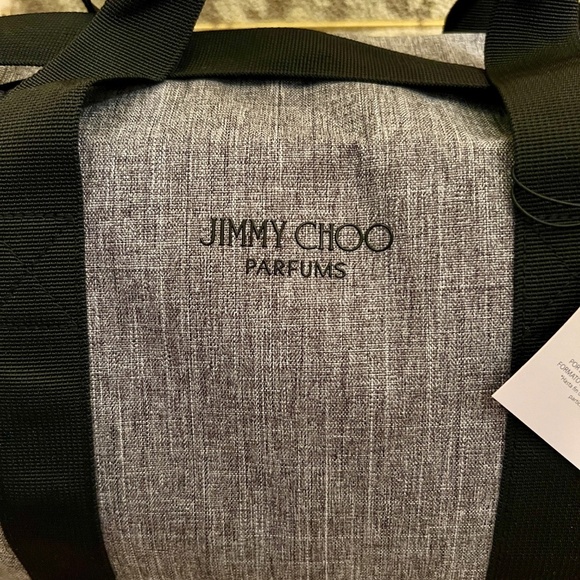 NWT Jimmy Choo Parfums Perfume Gray Black Zip Top Duffle Travel Bag - Picture 2 of 8